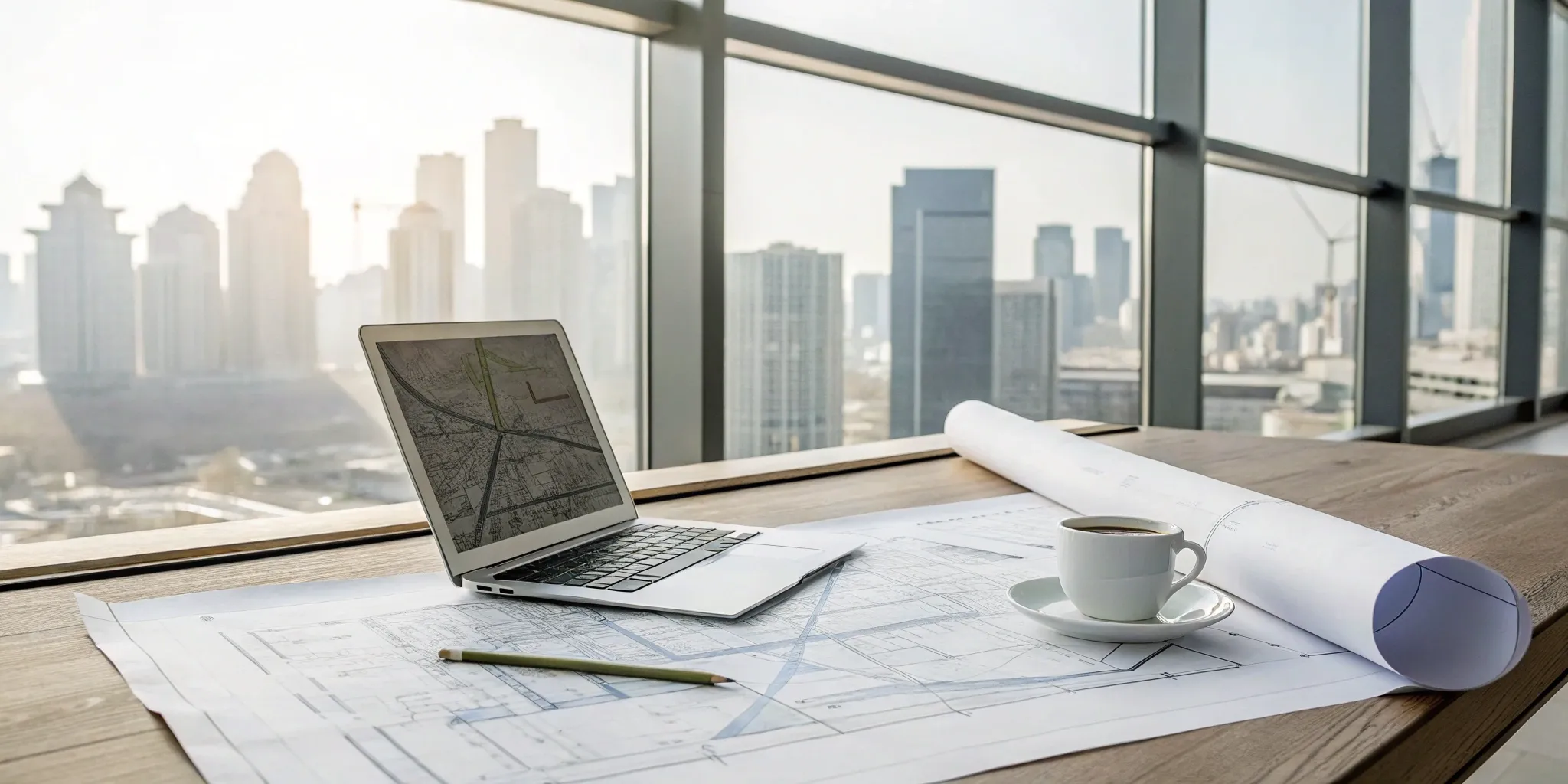 Preparing a Dania Beach building permit application on a desk with blueprints.