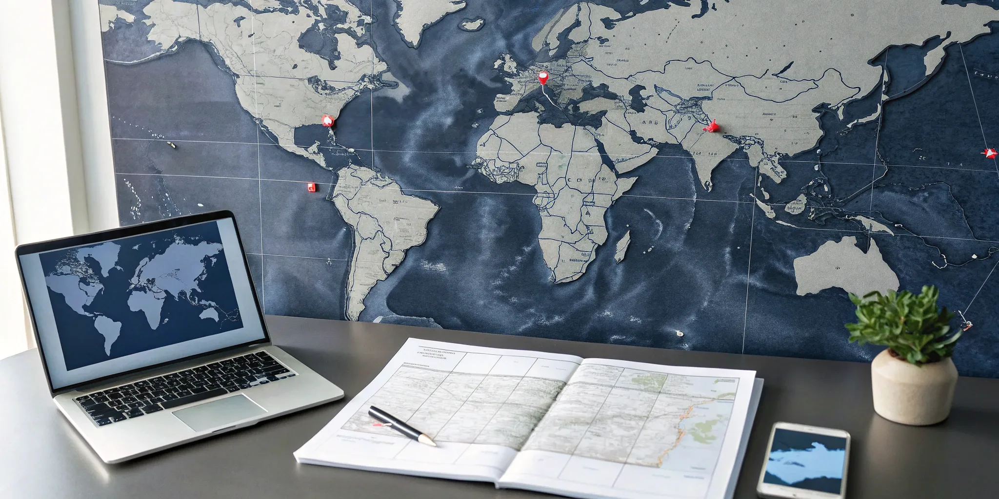 A desk setup for securing expedited permits for new retail stores.