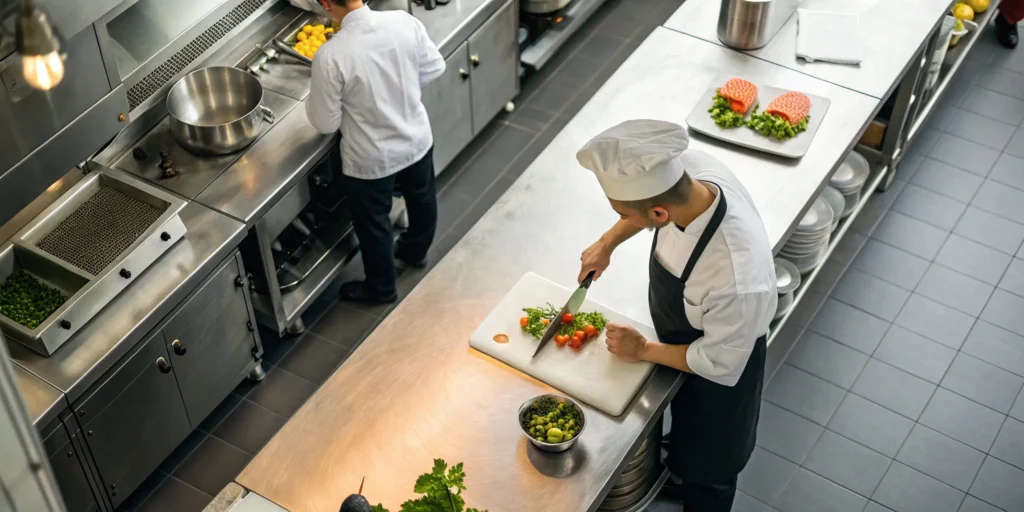 Chefs in a restaurant kitchen opened quickly with permit expediting.
