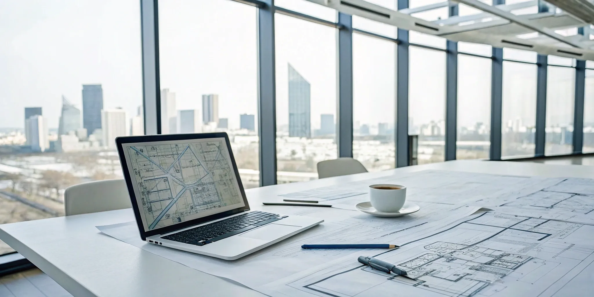 A desk with plans shows why you should hire a land use consultant for your project.