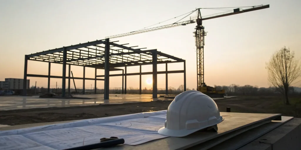 Reviewing blueprints for a notice of intent construction general permit on a job site.