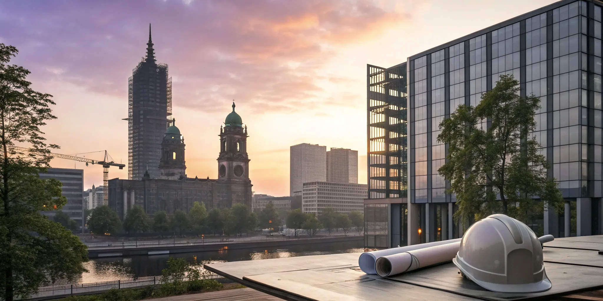 Architectural plans and a hard hat for a new sign permit application in Stockbridge, GA.