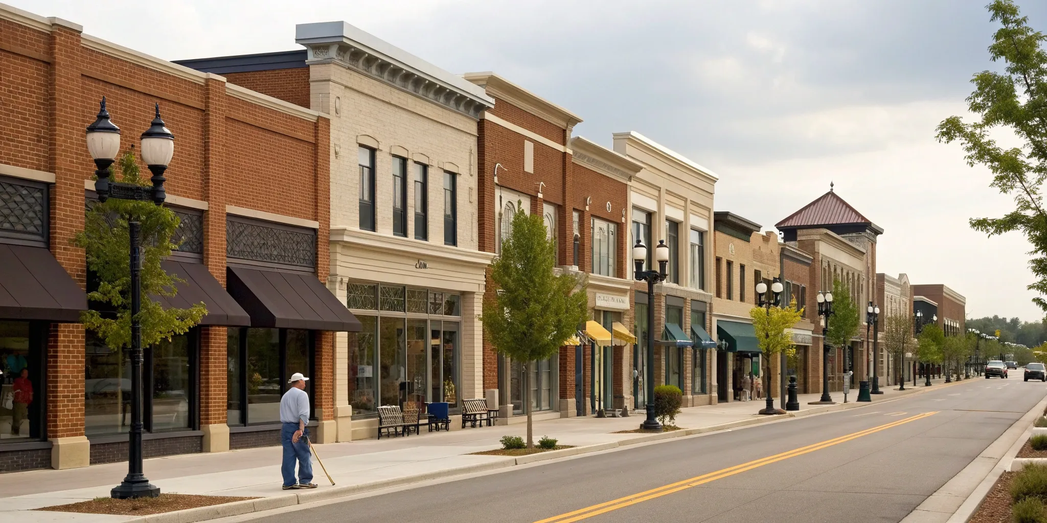 Business signs on storefronts in downtown Lakewood, Ohio requiring a permit.