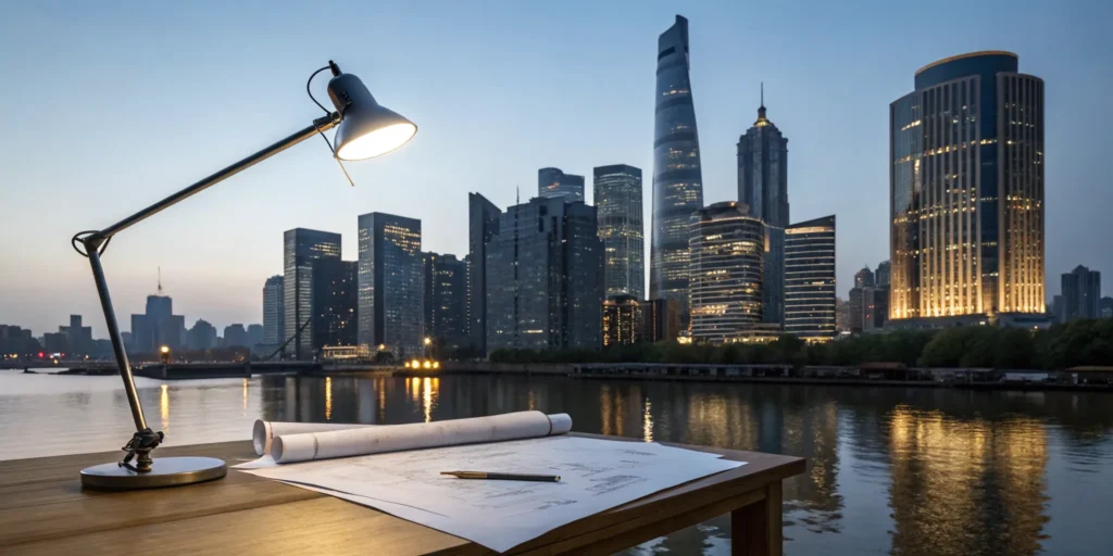 Architectural plans being reviewed for a Lee County sign permit.