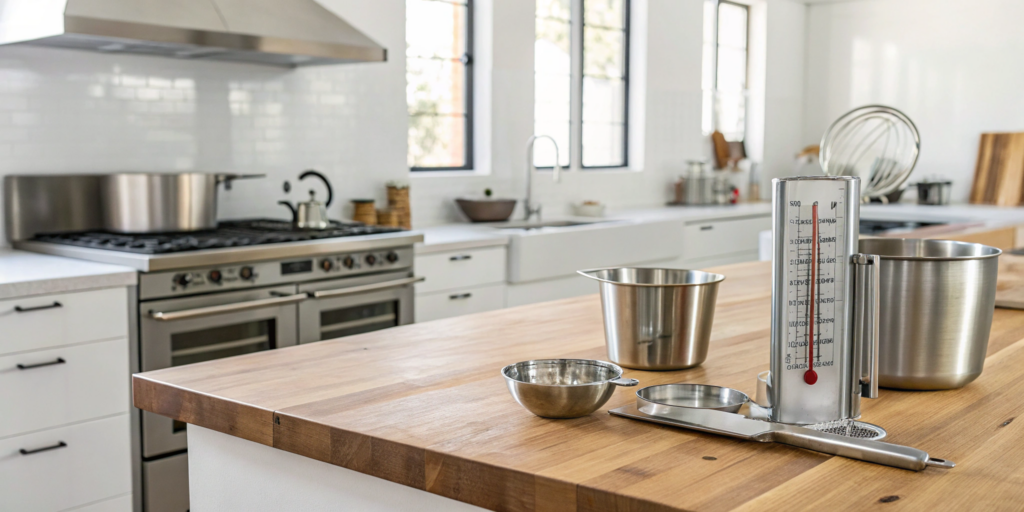 Clean commercial kitchen with stainless steel appliances ready to apply for a restaurant health permit.